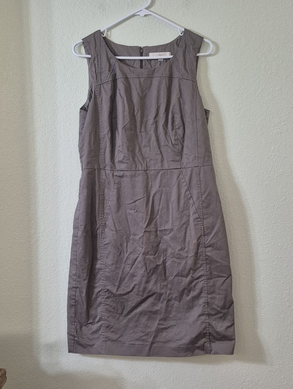 LOFT Taupe Sleeveless Sheath Dress